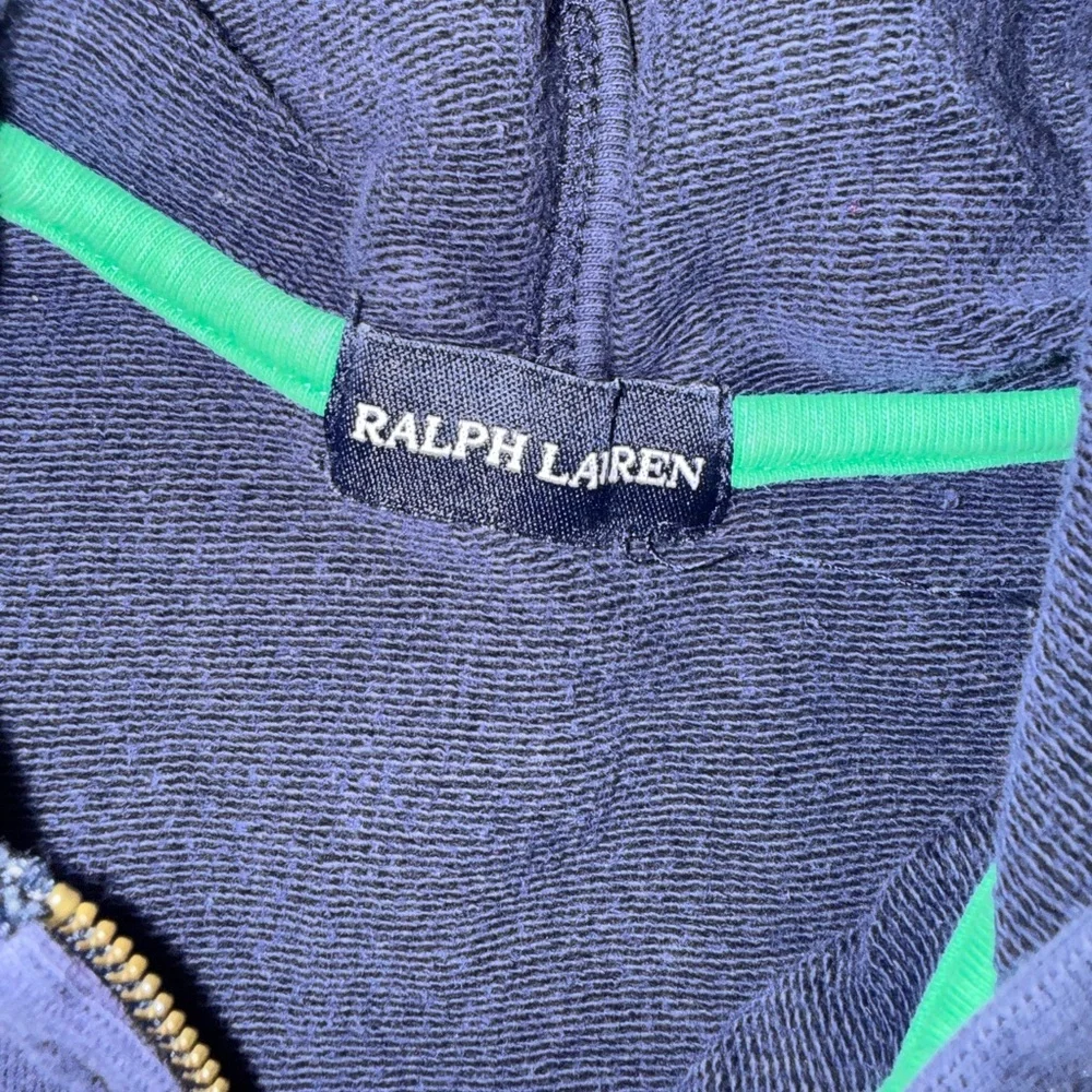Polo Ralph Lauren Toddler Zip Hoodie Navy Pink Pony Girl’s 3T Ruffle Hem